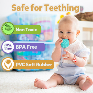 Image showing that the 23 Piece Silicone Toys are BPA Free, Safe for Teething