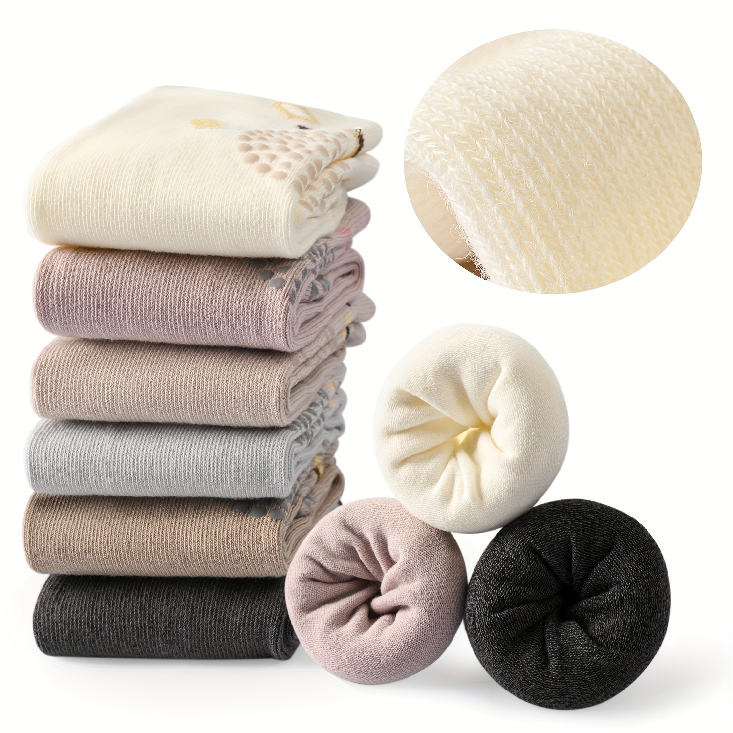 5 Pairs Baby Anti-Slip Crawling Socks – Soft Neutral Long Socks for Safe Crawling & First Steps - Image 2