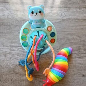 2 in 1 Toddler Montessori Pull String Finger Toywith Sensoty Slug Blue