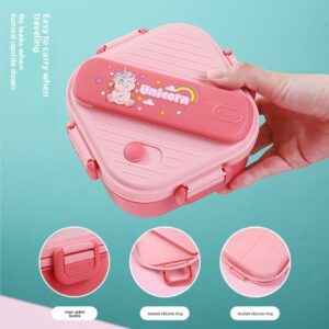 Kids Double Layered Leakproof Bento (1) Kids Double Layered Leakproof Bento Pink Unicorn