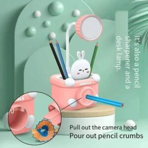 LED LAMP Cute Animal 3-in-1 LED Desk Lamp, Electric Pencil Sharpener & Pencil Holder – Rechargeable Kids Study Lamp Pink