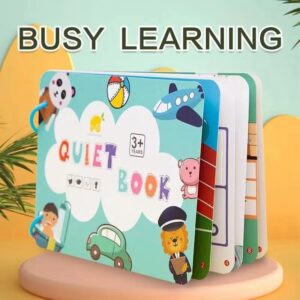 Quiet Books Kids Reusable 10 Page Velcro Quiet Books with Matching, Sorting, Identifying and Solving Activities 2 - 6Years Travel Friendly - Day life Theme