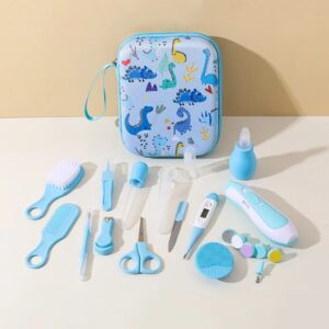 20 Piece Baby Grooming Kit Newborn and Infant Care Set with Cartoon Storage Case Blue