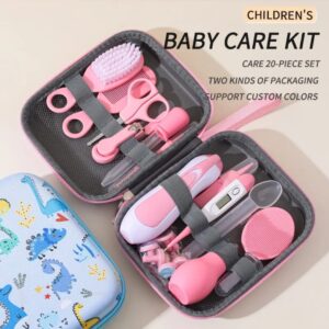 20 Piece Baby Grooming Kit Newborn and Infant Care Set with Cartoon Storage Case Pink
