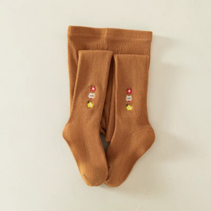 Girls Embroidered Cotton Tight/Stockings Mustard 95-105(Medium) 3-5 Years